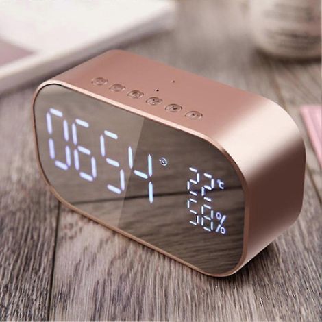 Réveil, miroir, surface, Bluetooth, sans fil, haut-parleur de bureau double, lecteur de musique