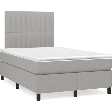 Cama box spring con colchón tela gris claro 120x190 cm (1/5)