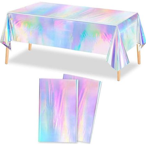 2x Schillernde Tischdecke Holografisch 137x274cm Abwaschbar für Party Deko