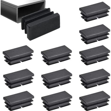 Lot de 12 bouchons à lamelles pour tubes rectangulaires 40x20 mm – Pour tubes en acier et aluminium – Protection des sols et meubles (1/5)