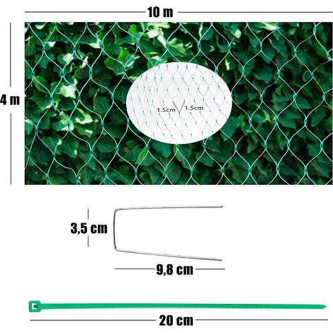 Filet Anti-Oiseaux Vert - Filet De Jardin - 4 x 10 m Vert Jardin Oiseau Filet - Arbres Fruitiers Filet (1/5)