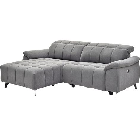 Divano relax elettrico in Tessuto testurizzato Grigio - Angolo a sinistra - CELTIMO (1/5)