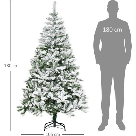 Sapin artificiel de Noël blanc et vert, effet givré, résistant au feu, montage facile avec branches articulées, décoration festive intérieure (1/5)