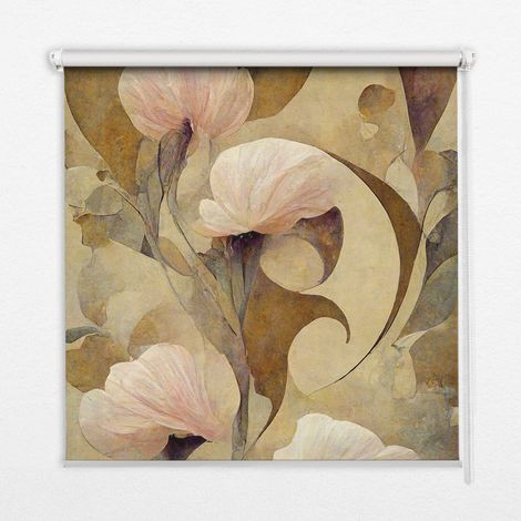Tenda a Rullo Interna per Finestra - Tenda Filtrante Luce - Tenda Privacy - Tenda Decorativa Rettangolare - Rullo per Interni - (70 cm x 140 cm) - Fiori rosa (1/5)