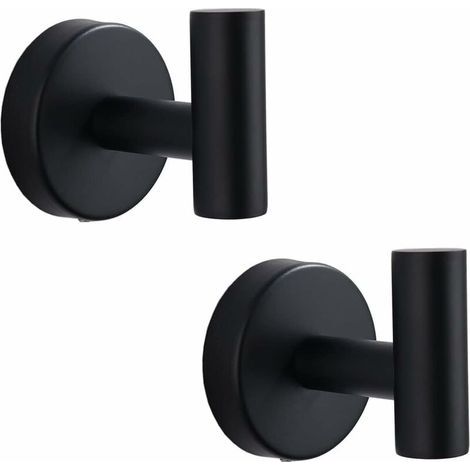 Bathroom Towel Hooks,Wall Mounted Coat Hooks,Matte Black Heavy Duty Robe Hook for Door Cabinet Closet Towel Hook Holder for Bathroom Kitchen Home Garage Hotel Office Bedroom (2pcs Matte Black)