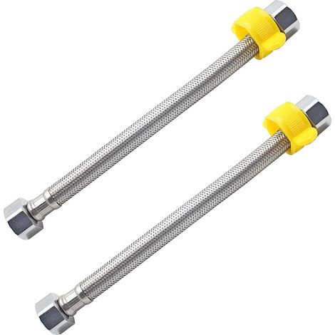 2 Pièces G 1/2"Tuyau Flexible Tressé en Acier Inoxydable Tuyau de Plomberie d'Eau pour Salle de Bains Robinets de Toilettes Évier, 10cm