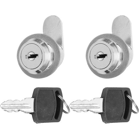 2 serrures à cylindre pour tiroir et boîte à outils, matériel sécurisé anticorrosion, 4 clés incluses (1/5)