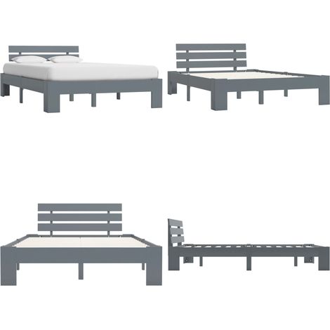 Massivholzbett Grau Kiefer 120x200 cm - Massivholzbette - Holzbettrahmen - Kiefernbett - Doppelbett - Grau - Home & Living (1/5)