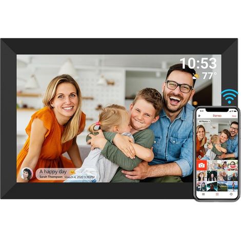 Cadre Photo numérique WiFi 10,1" Écran Tactile LCD IPS 1280 x 800 Mémoire intégrée 16 Go Rotation Automatique Partagez instantanément des Moments Via (1/5)