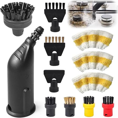 Set de 12 accessoires Kärcher Easyfix pour nettoyeur vapeur SC1 SC2 SC3 SC4 SC5, brosses rondes et buses, kit d'outils polyvalent (1/5)