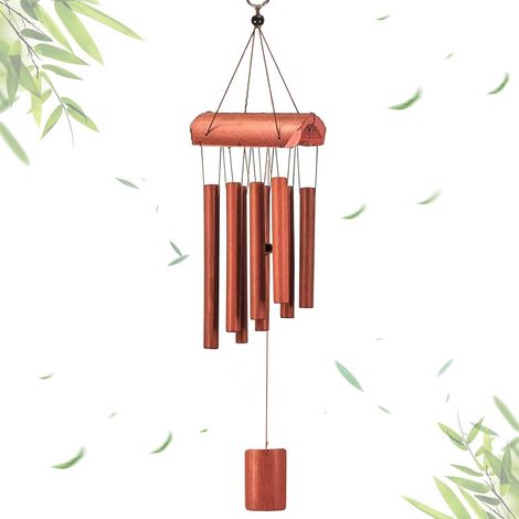 Gong à vent en bambou naturel avec 8 tubes, 65 cm de long – Apaisant, sons doux, pour jardin, balcon et intérieur, design fait à la main