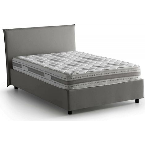 Talamo Italia - Letto piazza e mezza Alush, Letto contenitore con rivestimento in tessuto, 100% Made in Italy, Apertura frontale, con materasso Cm 120x190 incluso, Grigio