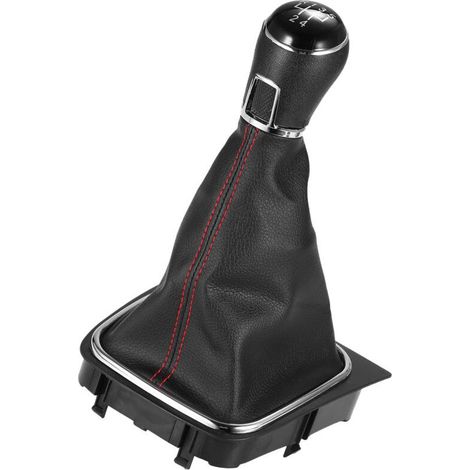 SJLERST Pommeau levier pour vitesse, voiture 5 vitesses pour VW pour Golf 5 6 soufflet en cuir couvre-bottes levier bâton accessoires Poignée de levier (1/5)