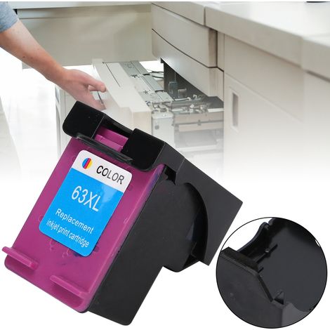 Compatible avec les cartouches d'encre HP 63, convient aux imprimantes HP 2130, 3630, 4520 et 4650. Cartouche d'encre haute capacité, nouvelle version 63XL couleur. (1/4)