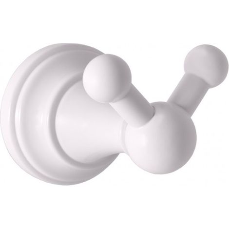 Patère double rétro MORAVA en laiton blanc 7,85x5,85x5,95 cm (1/2)