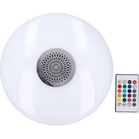 Lampe musicale RGB à changement de couleur E27 24 W avec télécommande et haut-parleur intelligent intégré (plafonnier 85-265 V). (1/5)