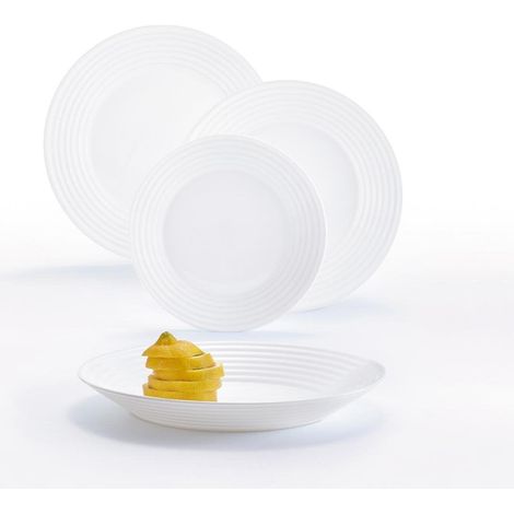 Arc Harena Service de Table en Verre Opale Extra résistant pour 6 Personnes, 18 pièces, 100% hygiénique, Blanc (1/5)