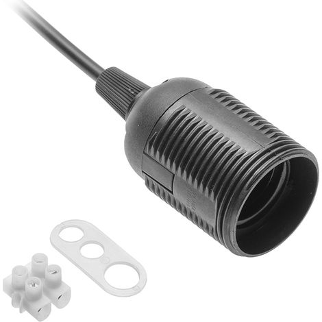 Portalampada E27 con cavo e connettore 240V 60W, 2x0,75mm2 nero - V-E27000-10