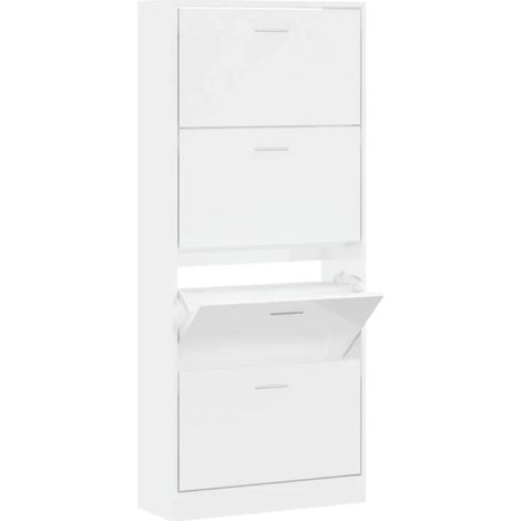 Scarpiere moderne 63 x 24 x 147 cm ampio spazio di archiviazione elegante in legno ingegnerizzato bianco lucido 020047067
