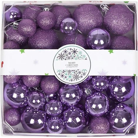 Bunte, bruchsichere Weihnachtskugel aus Kunststoff für die Weihnachtsdekoration im Innen- und Außenbereich mit Aufhängekordel, lila (1/5)