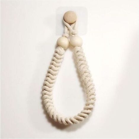 1 Pcs Porte-Serviettes(Beige) en Corde Porte-Papier Salle de Bain Support pour Rouleau de Papier Toilette Porte-Serviettes en Bois en Corde De Jute Rétro pour Salle Cuisine
