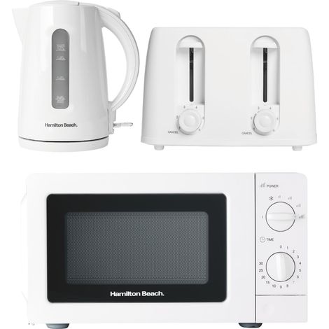 Kettle, 4 Slice Toaster & Microwave, Essentials Collection by Hamilton Beach, White