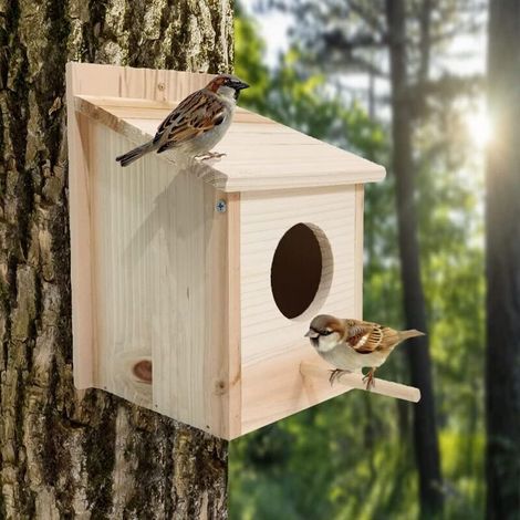 Nichoir Oiseaux Exterieur Original, Cabane Oiseaux en Bois Exterieur, Nid Oiseau Canari, Nichoirs à Oiseaux Sauvages, Nichoir Mésange pour Mésange Bleue Charbonnière Multifonction a Suspendre Jardin (1/4)
