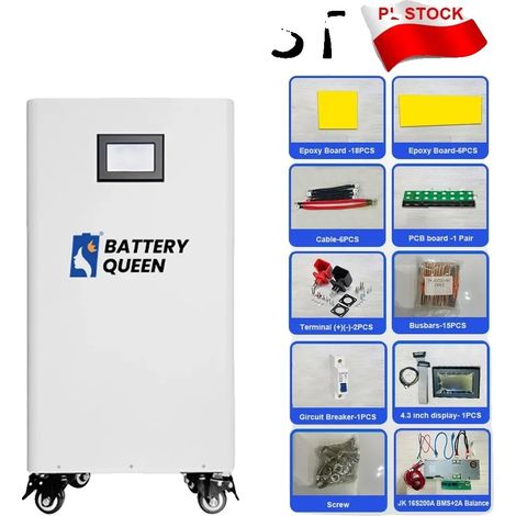 Caja de almacenamiento de baterías, 48V LiFePO4, BMS inteligente, BMS vertical JK (1/2)