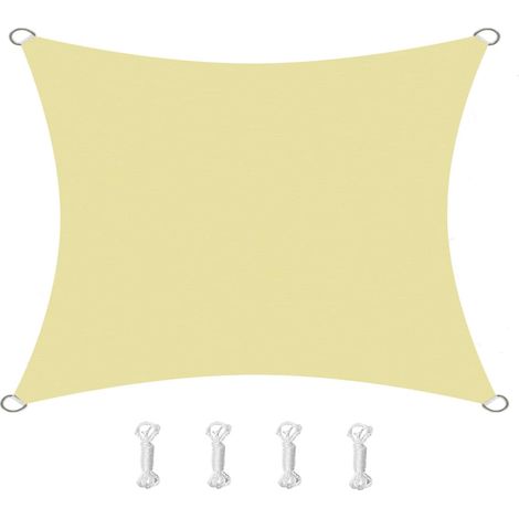 Vela de sombra cuadrada, impermeable, resistente al viento y a los rayos UV, ideal para patios, jardines y terrazas, 2x2 m, color beige. (1/5)