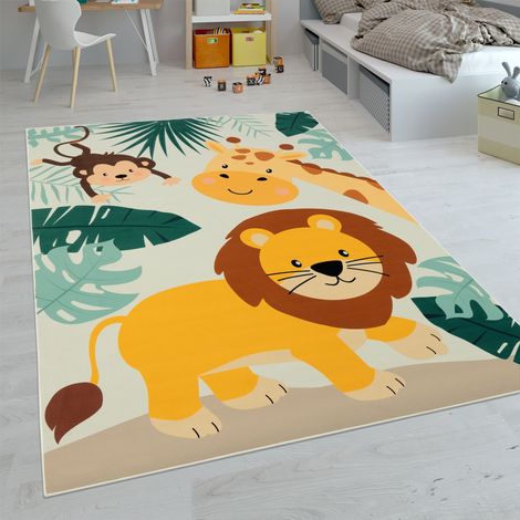 Paco Home Kinder-Teppiche, Kurzflor-Teppiche für Kinderzimmer mit vers. Designs Spielteppiche Bunt 100x200 cm, Beige 3