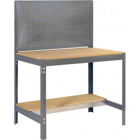Banco de trabajo SIMONWORK de 2 estantes (144,5x121x61cm) GRIS Y MADERA (1/10)