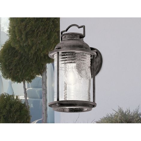 LED Industrial Wandlaterne für Innen & Außen, Anthrazit Höhe 35cm (1/5)
