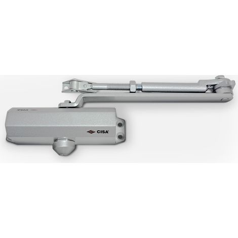 CISA - Chiudiporta CISA a Cremagliera con Arresto 16047103097 Serie 604 - Chiudiporta con Velocità di Chiusura Regolabile - Chiudi Porta per Porte Max 80 kg - Grigio (1/5)
