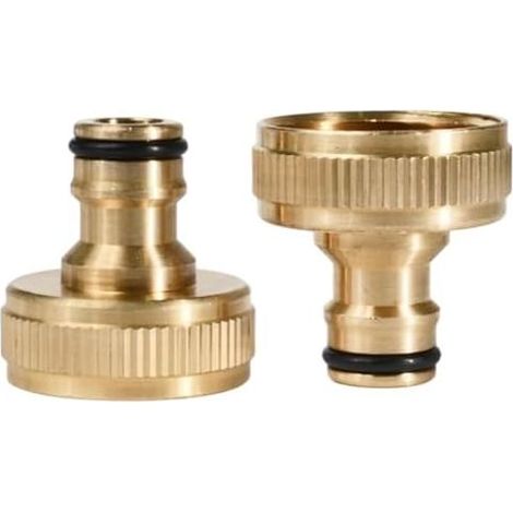 Set mit 2 Messing-Wasserhahnanschlüssen, 1"-Innengewinde (IG) – Außenadapter kompatibel mit dem Gardena-System. Robuste und langlebige Schnellkupplung für Garten und Haushalt. (1/5)