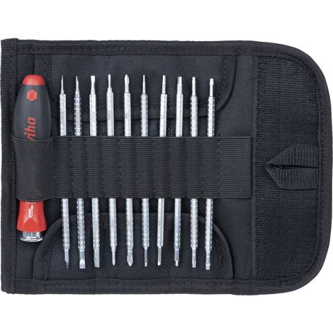 Wiha Juego de destornilladores con varillas intercambiables SYSTEM 4 en surtido de 12 unid incl. bolsa enrollable (27820)