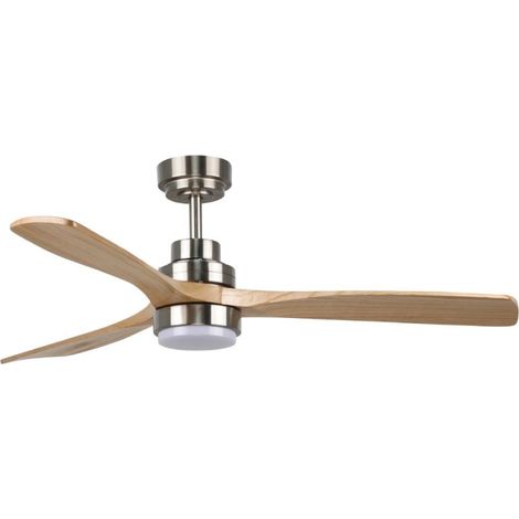 IluminaShop - Ventilador de Techo LED Niquel / Haya 18W DC con Mando a Distancia (1/5)