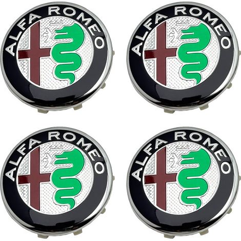 Alfa Romeo, helle Farbe, OEM-Leichtmetallfelgen-Nabenkappen, 60 mm, Giulietta Giulia (1/2)