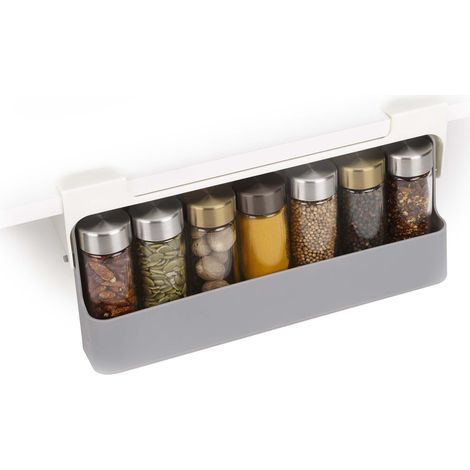 Portaspezie da sottopiano Joseph Joseph CupboardStore™, design estraibile, contiene 7 barattoli di spezie de, facile installazione con nastro adesivo 3M™, grigio (1/5)