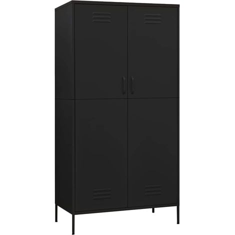 Maison Exclusive - Kleiderschrank Schwarz 90x50x180 cm Stahl (1/5)