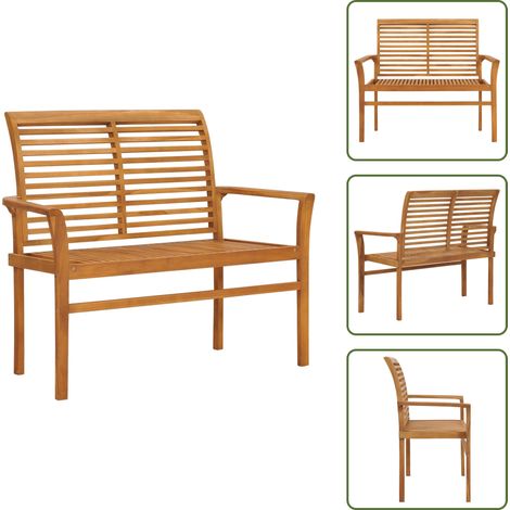 The Living Store Panchina da Giardino 112 cm in Legno Massello di Teak - Panca in legno