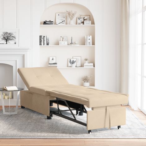 Schlafsofa mit Kissen Creme 67 x 194 x 82 cm Mikrofaserstoff vidaXL (1/5)