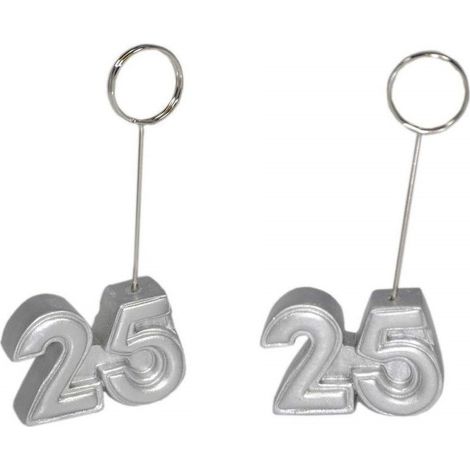 TrAdE Shop Traesio - Segnaposto 25 Argento 12 Pezzi Segna Posto Clip Portafoto Segnatavola Matrimonio -