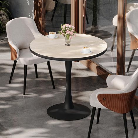 Marmo Tavolo da Pranzo Rotondo Ø76 cm Tavolo Bistrot in Pietra Sinterizzata Facile da Pulire (1/5)