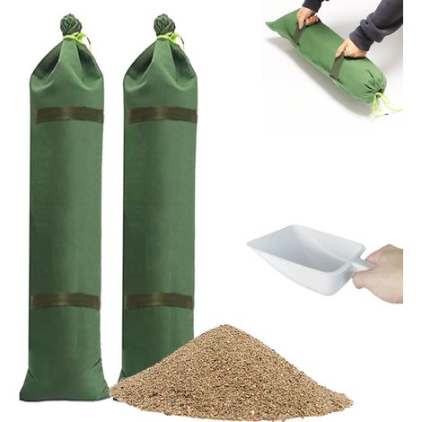 2 Sacs de Sable 60 x 20CM avec 1 Pelle, barrière Anti-inondation, Protection Contre Les inondations, Sacs de Sable réutilisables avec poignées