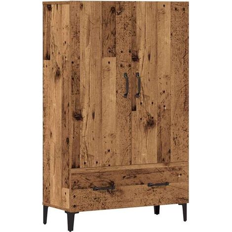 Buffet haut en bois d'ingénierie effet vieux bois, 70x31x115 cm (1/5)