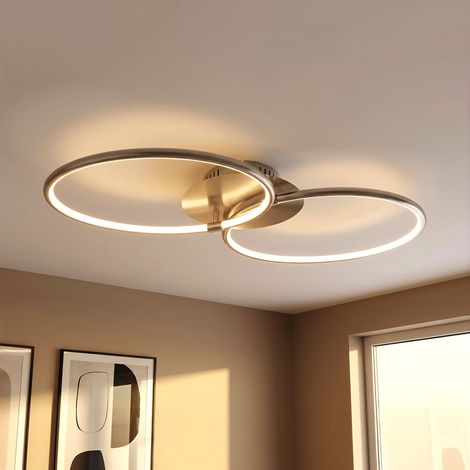 Plafonnier anneaux plafonnier lampe de salle à manger lampe de salon plafond, métal, 1x LED 30 watts 2400 lumens blanc chaud, LxlxH 70x40x8,6 cm