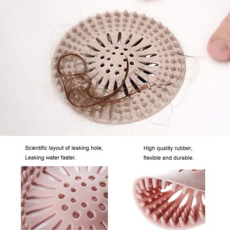 Cache-cheveux en silicone durable pour bonde de douche. Facile à installer et à nettoyer. bains, baignoires et cuisines. (1/4)