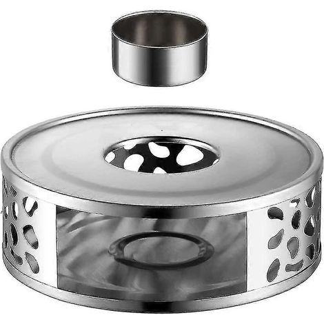 Chauffe-théière en acier inoxydable avec porte-bougie chauffe-plat, chauffe-théière, chauffe-café, chauffe-théière, stable et silencieux, idéal pour une utilisation quotidienne. (1/5)