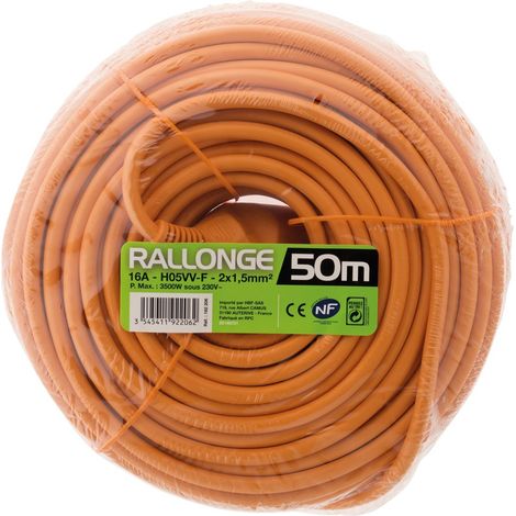 Verlängerungskabel Ho5VV-F 2x1,5mm² Orange Länge 50 Meter