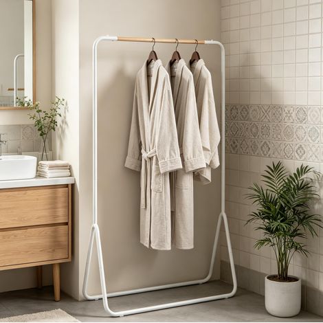 Multifunktionaler Stand-Kleiderständer 80 x 45 x 145 cm Weiß HAVRYA (1/5)